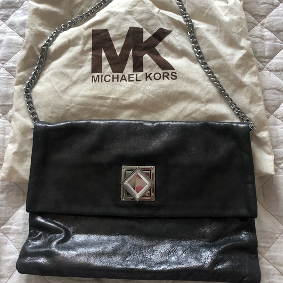 Metallic Michael Kors clutch with chain